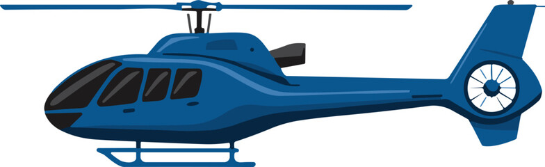 Blue helicopter with a detailed rotor and tail fin in a side view © Frd Art