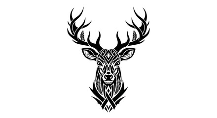Deer Head with Antlers Illustration Design.