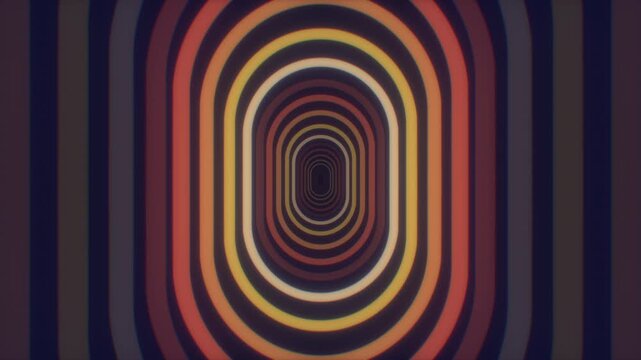 Hypnotic retro tunnel loop animation with glowing stripes and smooth depth. Perfect for music visuals, ads, branding. Seamless loop animation, part of series.