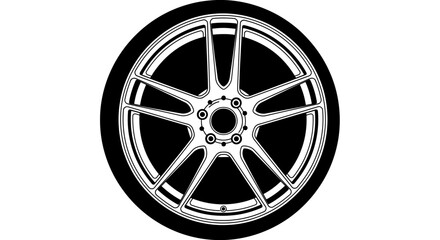 Fototapeta premium Car Alloy Wheel with Black Tire.