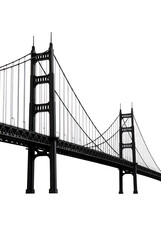 Fototapeta premium Large Suspension Bridge Structure Isolated on White Background