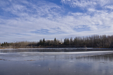 Frozen Astotin Lake in Autumn