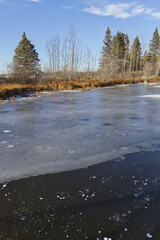 Frozen Astotin Lake in Autumn