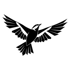 Fototapeta premium Stylized black bird in flight vector illustration