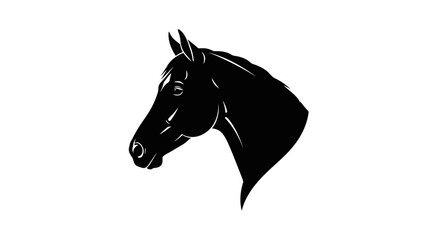 Fototapeta premium Black Horse Head Silhouette Illustration.