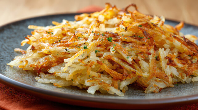 crispy shredded hash browns ready for breakfast