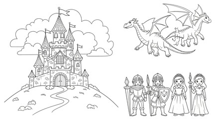 Obraz premium Coloring Book Illustrations of Fantasy Characters.