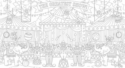 Obraz premium Vintage Circus Scene with Performers and Audience.