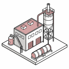 Industrial building with a silo and a train car © Ki