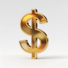 Obraz premium A large golden dollar sign symbol on a plain white background rendering