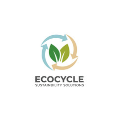 Fototapeta premium Ecocycle Green Leaf Recycling Circle Logo