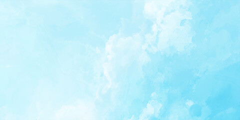 Obraz premium Abstract blue watercolor background with soft white clouds and a fluffy paper texture creating a serene sky atmosphere of nature and light