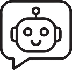 Obraz premium Friendly robot head inside a speech bubble representing communication and artificial intelligence