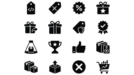 Set of 16 E-commerce and Shopping Black Vector Icons © MstAfroza