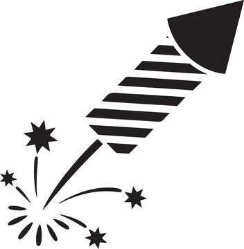 A celebratory firework rocket igniting and exploding with sparks in a festive, dazzling display