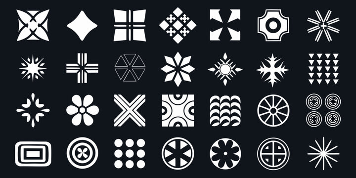 Collection of traditional japanese family crests displayed in white on black