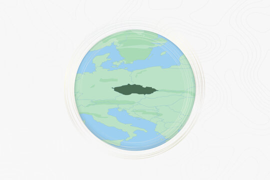Stylized Map of Czech Republic with Neighboring Areas.