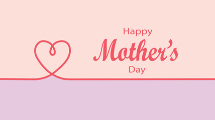 Happy Mother&rsquo;s Day Minimal Typography Card with Heart Line.