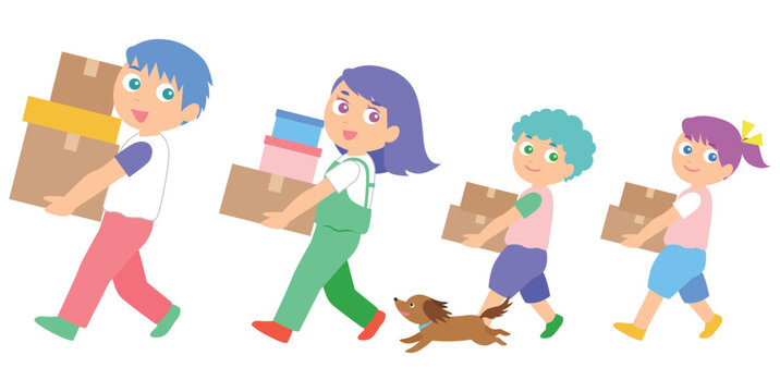 Family of Four Moving Boxes