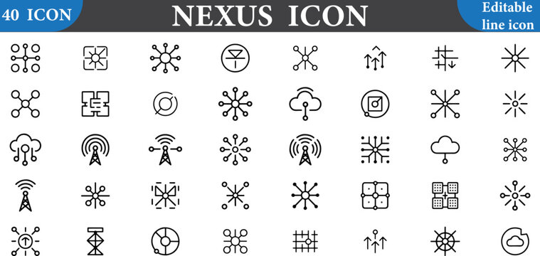 A collection of nexus icons in editable line 