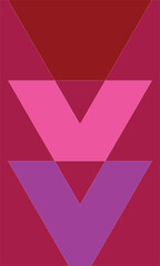 Abstract pink geometric background with hearts for romantic Valentine love celebration design