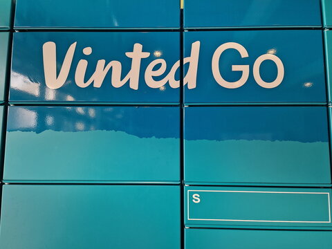 Vinted Go  delivery lockers close up. Quimper, Brittany, France, 17 february 2025.