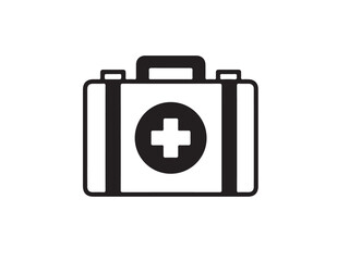 Fototapeta premium A simple black and white illustration of a first aid kit with a cross on it