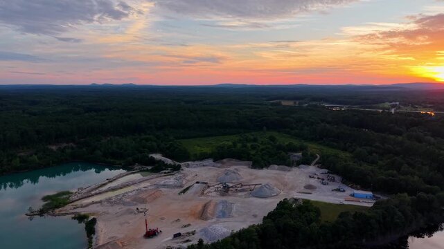 Aerial view featuring a sunset in Dover, New Hampshire