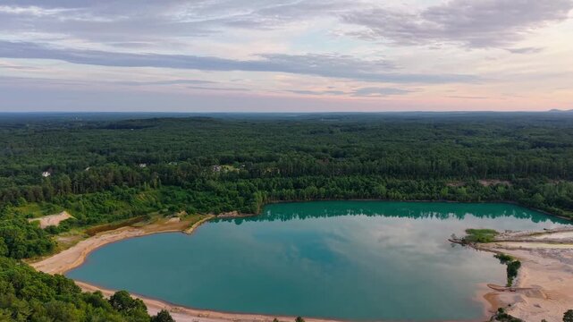 Aerial view just before sunset in Dover, New Hampshire