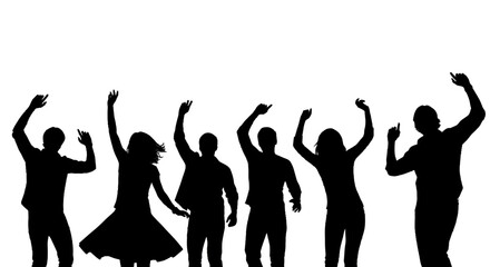 Group of people dancing together in joyful celebration.