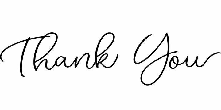 Elegant cursive handwriting spells out the phrase thank you