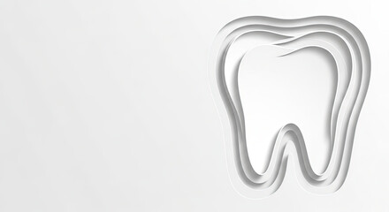 Clean and modern dental tooth illustration with a minimalistic design against a plain background for Dental Day poster, with copy space