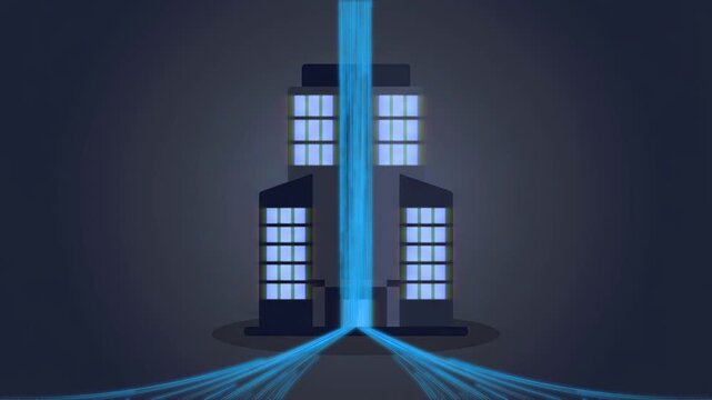 Corporate Digital Data Hub with Centralized Light Stream, Symbolizing Enterprise Integration and Business Transformation