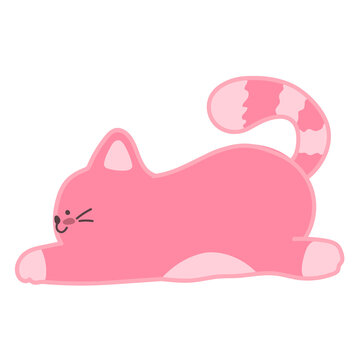 Cute pink cat cartoon PNG illustration. Perfect for nursery art, kids designs, stickers, planners, branding, merchandise, and adorable kawaii animal projects.