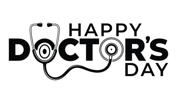 Black Stethoscope With Happy Doctors Day Greeting Text Medical Healthcare
