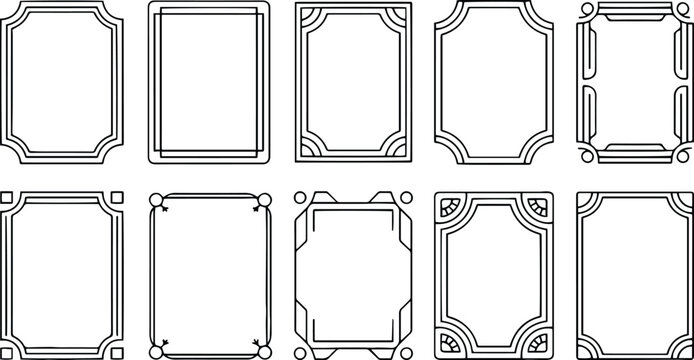 Vintage Decorative Frame Set with Retro Ornamental Borders and Elegant Flourish Design
