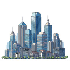 Fototapeta premium Modern City Skyline with Skyscrapers and Urban Landscape
