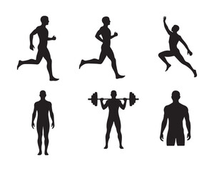 Obraz premium Silhouette of a man performing various exercises and running