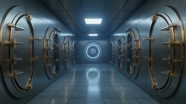 Futuristic Bank Vault Corridor.