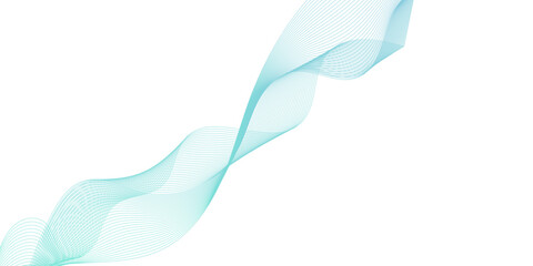 Obraz premium Green wave line abstract transparent vector background, with transparent layered curves on a clean white background, evoking a sense of motion and elegance with its smooth curves and vibrant energy.