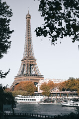 The Eiffel Tower along the River Seine in Paris, France.