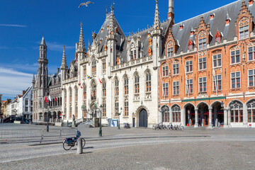 Obraz premium The Province Court in Market Square in Bruges, Belgium. Horizontally. 