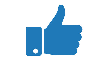 Blue thumbs up icon on a white background with vector graphic text