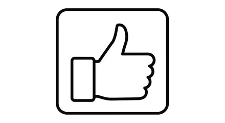 Obraz premium Black and white illustration of a hand displaying a thumbs up gesture within a square