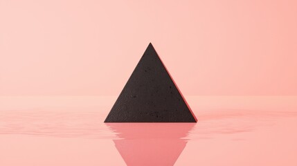 Fototapeta premium A black triangle with a red border sits in a body of water.