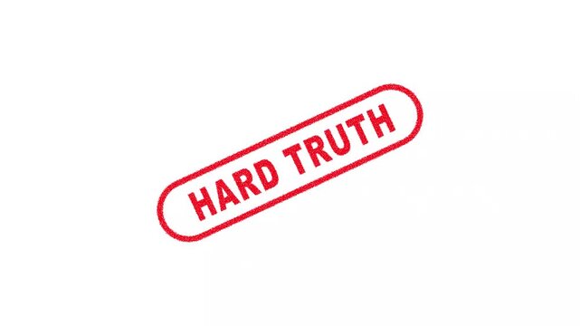 Hard Truth Stamp Label Animation on Clean White Background for Serious Announcement and Broadcast Media Alert 4K Motion Graphics Animation