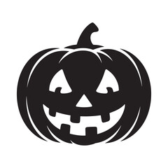 Black silhouette of a carved jack o lantern with a spooky smiling face