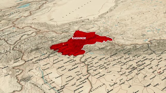 Strategic Map Highlighting Kashmir Region Between India Pakistan And China Border Dispute