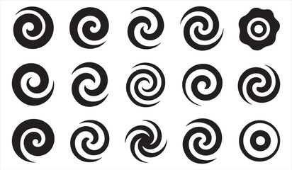 Minimal Spiral Swirl Symbol Collection in Black Vector Style