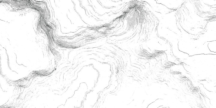 Topographic contour lines representing mountainous terrain with dense parallel lines showing steep inclines and sparse lines indicating gentle slopes